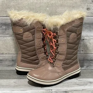 SOREL Tofino II Faux Fur Lined Waterproof  Boot - Omega Taupe Paradox Pink Sz-7