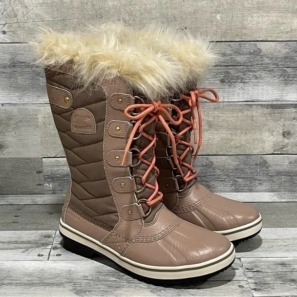 SOREL Tofino II Faux Fur Lined Waterproof  Boot - Omega Taupe Paradox Pink Sz-7