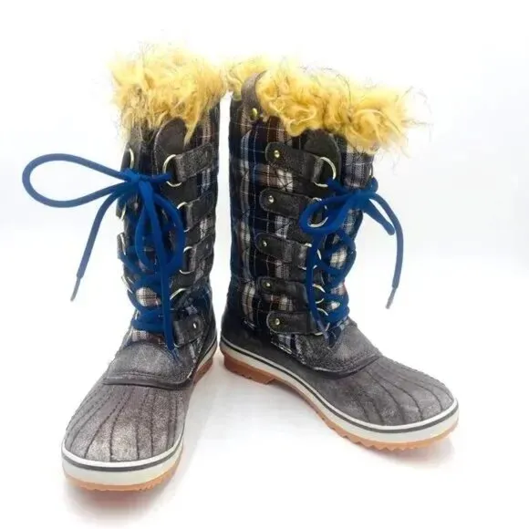Sorel Tofino Plaid Waterproof Snow Boots Size 6 NWOB