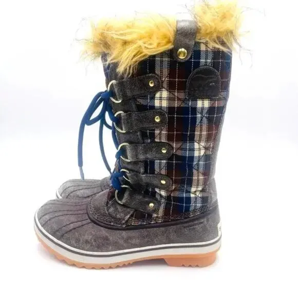 Sorel Tofino Plaid Waterproof Snow Boots Size 6 NWOB