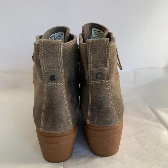 Sorel Toronto NL2115-245 Lace Up Green Suede Wedge Ankle Boots Booties - Size 9