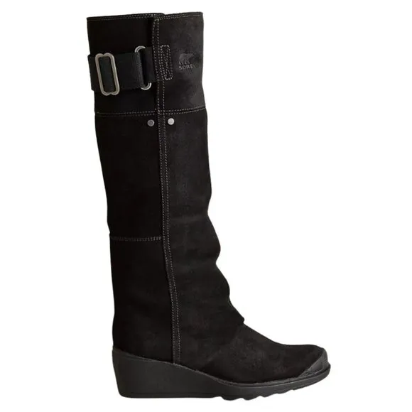 Sorel Toronto Wedge Boots Black Suede Size 9.5