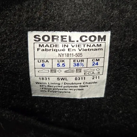 Sorel Winter Snow Boots Pink Purple Floral Print Big Girls Size 6 Womens 8