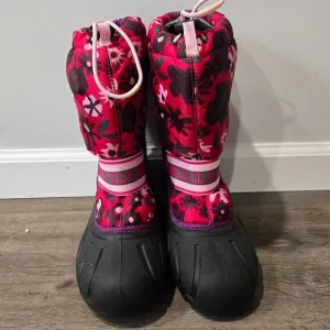 Sorel Winter Snow Boots Pink Purple Floral Print Big Girls Size 6 Womens 8
