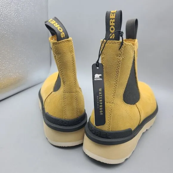 Sorel women boots Hi-Line Yellow Suede Chelsea Ankle Pull On Booties Sz 9.5 new