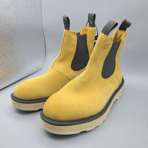 Sorel women boots Hi-Line Yellow Suede Chelsea Ankle Pull On Booties Sz 9.5 new
