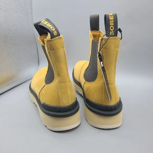 Sorel women boots Hi-Line Yellow Suede Chelsea Ankle Pull On Booties Sz 9.5 new