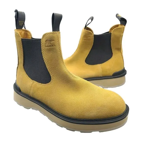 Sorel women boots Hi-Line Yellow Suede Chelsea Ankle Pull On Booties Sz 9.5 new