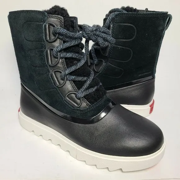 SOREL women Boots Joan of Arctic Next Lite Lace Up Black Waterproof sz 8 new