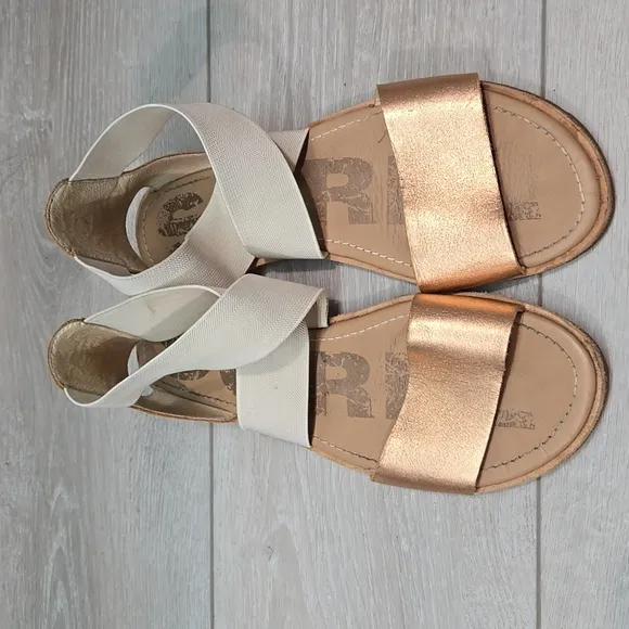 Sorel Women Ella Crisscross Strappy Flta Sadals Slip On Shoes Sz 7