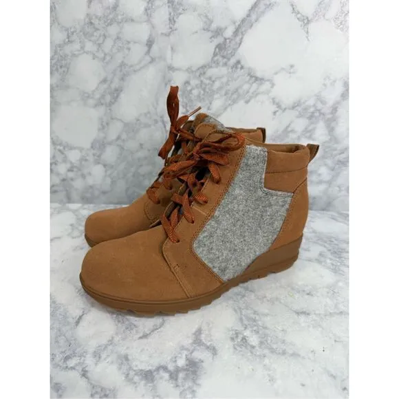 Sorel Women’s Boots sz 9.5 Ankle Wedge Evie Suede Lace Up NEW #K941