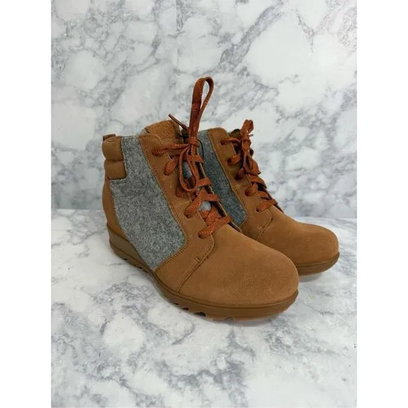 Sorel Women’s Boots sz 9.5 Ankle Wedge Evie Suede Lace Up NEW #K941