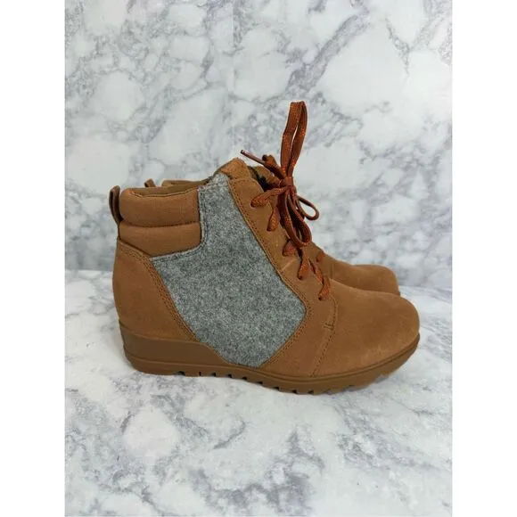 Sorel Women’s Boots sz 9.5 Ankle Wedge Evie Suede Lace Up NEW #K941