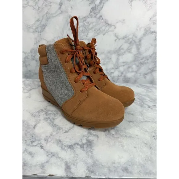 Sorel Women’s Boots sz 9.5 Ankle Wedge Evie Suede Lace Up NEW #K941