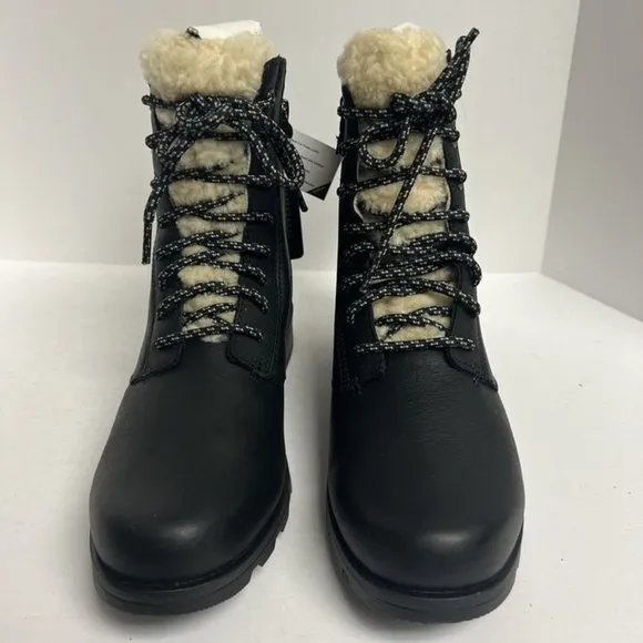 Sorel Women's Emelie Short Lace Cozy Waterproof Boots Black, Size 10 M