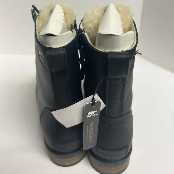 Sorel Women's Emelie Short Lace Cozy Waterproof Boots Black, Size 10 M