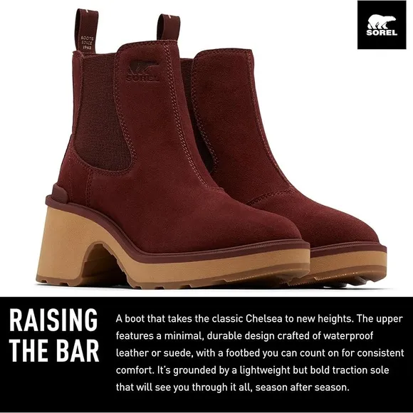 Sorel Women's Hi-Line Heel Chelsea Boots US5 Spice, Tawny Buff $190