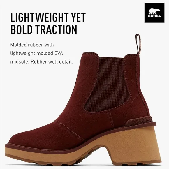 Sorel Women's Hi-Line Heel Chelsea Boots US5 Spice, Tawny Buff $190