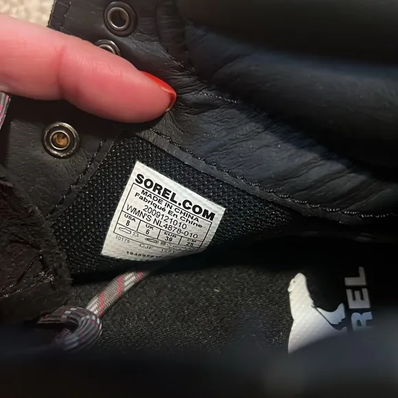 Sorel women’s hi line hiker hiking hike boot black leather waterproof size 8 9