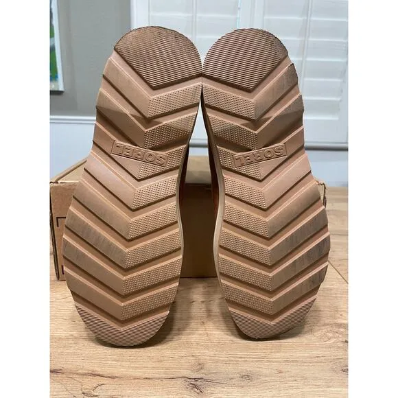 Sorel Women's Hi-Line Platform Combat Boot Scorch Tawny Buff Leather Size 8 NWT