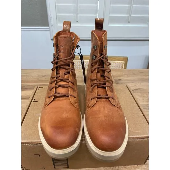 Sorel Women's Hi-Line Platform Combat Boot Scorch Tawny Buff Leather Size 8 NWT