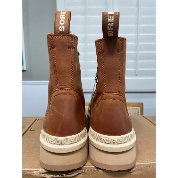 Sorel Women's Hi-Line Platform Combat Boot Scorch Tawny Buff Leather Size 8 NWT