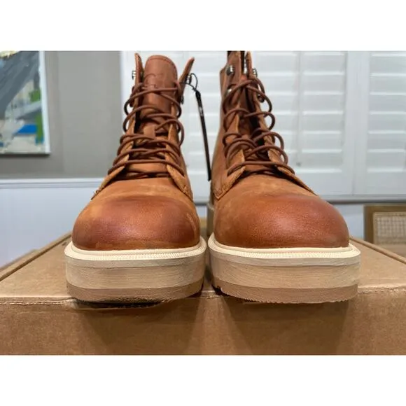 Sorel Women's Hi-Line Platform Combat Boot Scorch Tawny Buff Leather Size 8 NWT