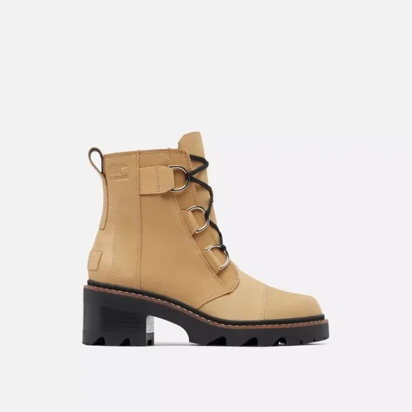 Sorel - Women’s Joan Now Lace Boot Caribou Buff Black - size 8.5
