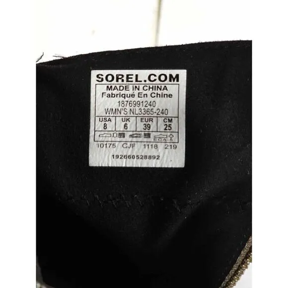 Sorel Women's Joan of ArcticII US8 Brown Leather Waterproof Side Zip Wedge Boots