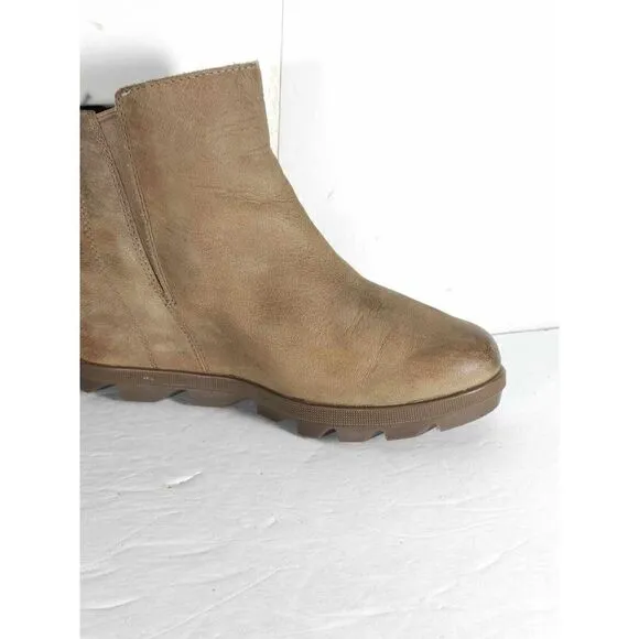 Sorel Women's Joan of ArcticII US8 Brown Leather Waterproof Side Zip Wedge Boots