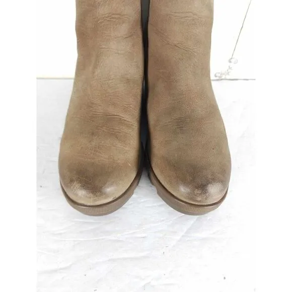 Sorel Women's Joan of ArcticII US8 Brown Leather Waterproof Side Zip Wedge Boots
