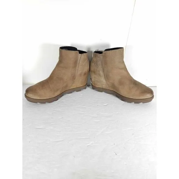 Sorel Women's Joan of ArcticII US8 Brown Leather Waterproof Side Zip Wedge Boots