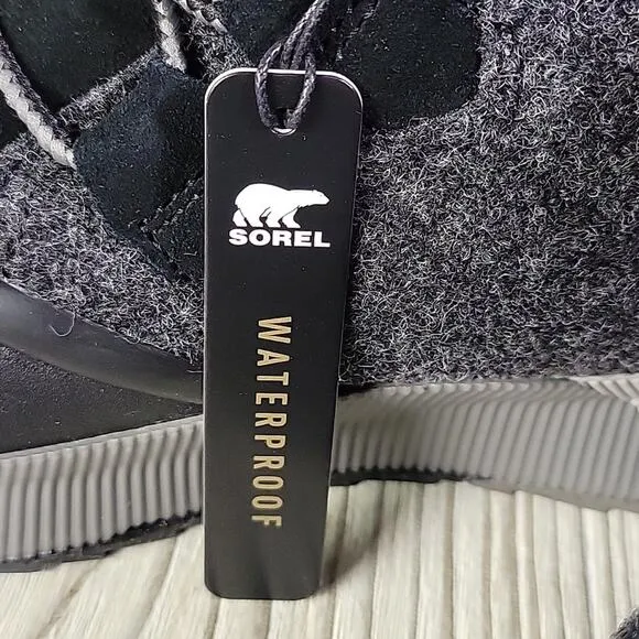 Sorel Womens Out N About III Classic Waterproof Boots Black Sea Salt Size 7 NEW