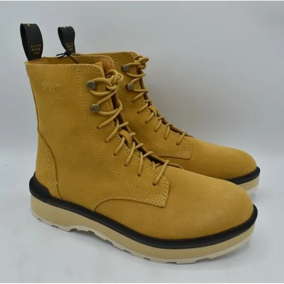 Sorel Womens Size 9 Hi-Line Geo Yellow Lace Waterproof Suede Combat Boots