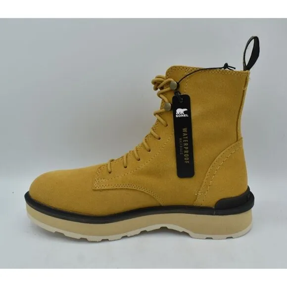 Sorel Womens Size 9 Hi-Line Geo Yellow Lace Waterproof Suede Combat Boots
