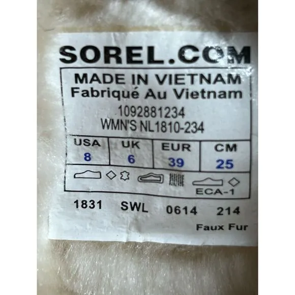Sorel Women's Winter Boots Faux Fur Trim Lace-Up Waterproof  Size 8