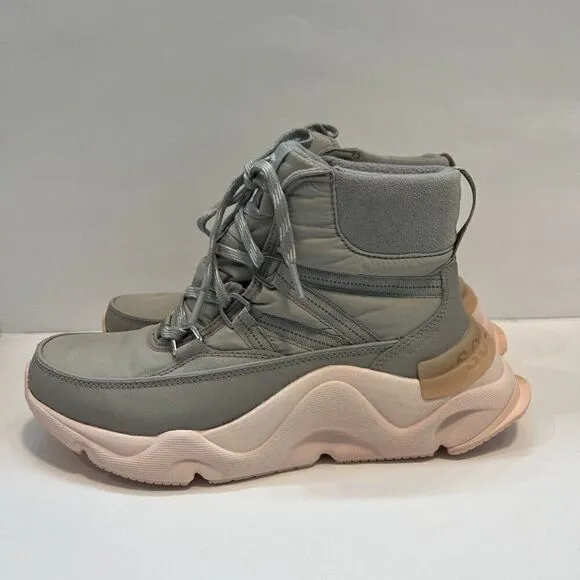 Sorel Womens Kinetic Sport Boots Size 9.5 Waterproof Dove Gray/Peach
