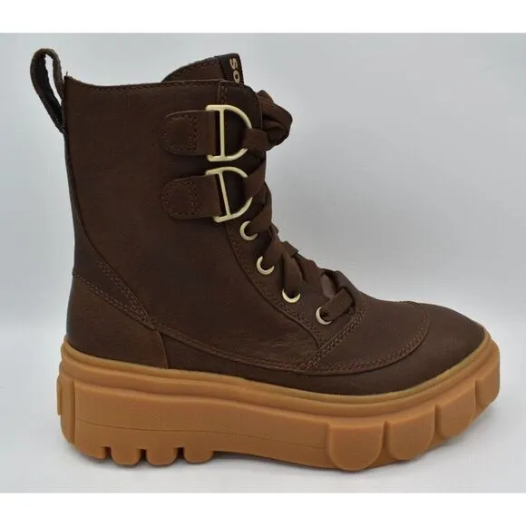 Sorel Womens Size 8 Caribou X Leather Tobacco Gum Waterproof Lace Up Boots