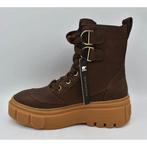 Sorel Womens Size 8 Caribou X Leather Tobacco Gum Waterproof Lace Up Boots