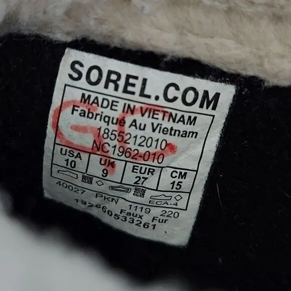 SOREL Yoot Pac Nylon Winter Snow Boots Black Toodler Size 10