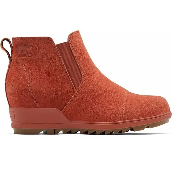 SOREL Evie Pull-On Bootie — Waterproof Suede Leather Wedge Ankle Booties