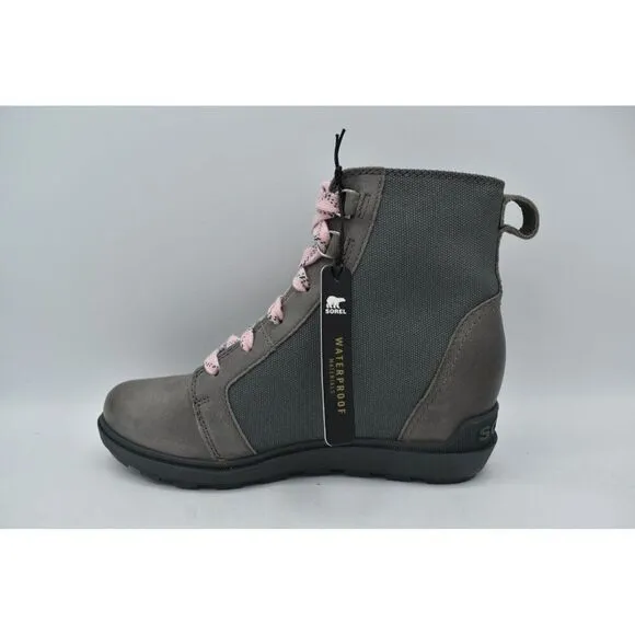 Sorel Women Size 11 Evie II NW Lace Quarry Grill Waterproof Wedge Booties Boots