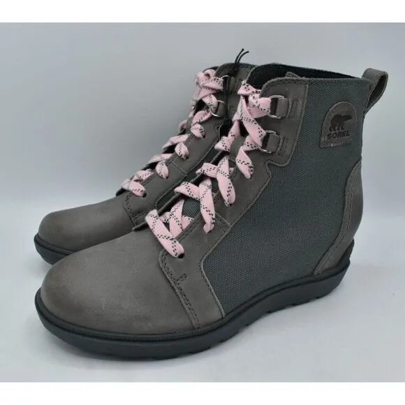 Sorel Women Size 11 Evie II NW Lace Quarry Grill Waterproof Wedge Booties Boots
