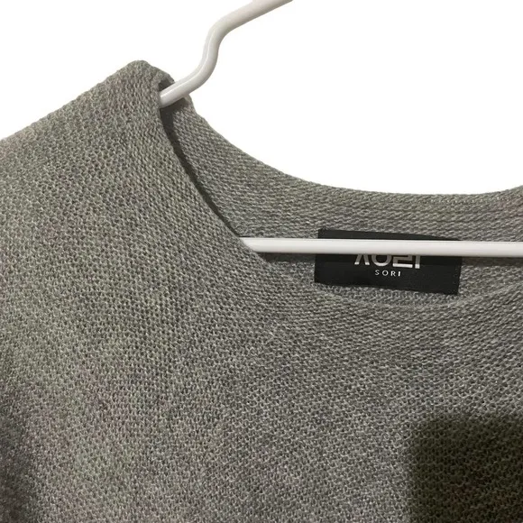 Sori Angela Merino Wool &amp; Cashmere Light Gray Boat Neck Tight Knit Sweater