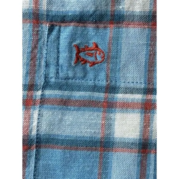 Southern Tide Mens MLS Headland Bay Front Plaid‎ Sport Shirt - Boat Blue/Size M
