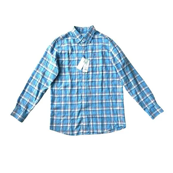 Southern Tide Mens MLS Headland Bay Front Plaid‎ Sport Shirt - Boat Blue/Size M