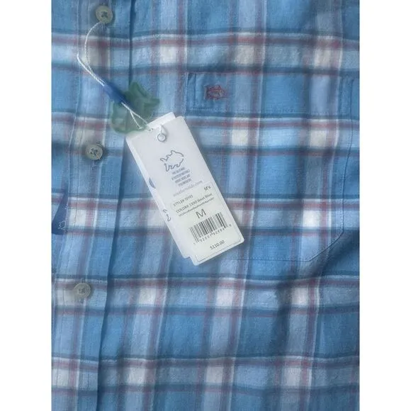 Southern Tide Mens MLS Headland Bay Front Plaid‎ Sport Shirt - Boat Blue/Size M