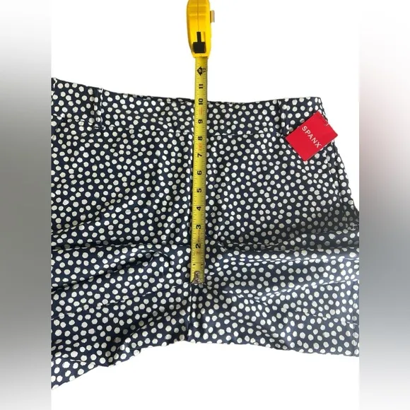 Spanx Navy Pointed Dot Sunshine Shorts 10 Bermuda