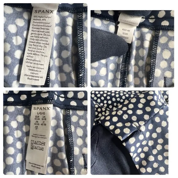 Spanx Navy Pointed Dot Sunshine Shorts 10 Bermuda