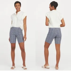 SPANX Sunshine 10&quot; Bermuda Shorts In Navy Polka Dot | 2X NWT